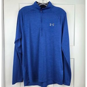 Under Armour Men's Blue Loose Heatgear Tech Quarter Zip Long Sleeve Shirt Medium